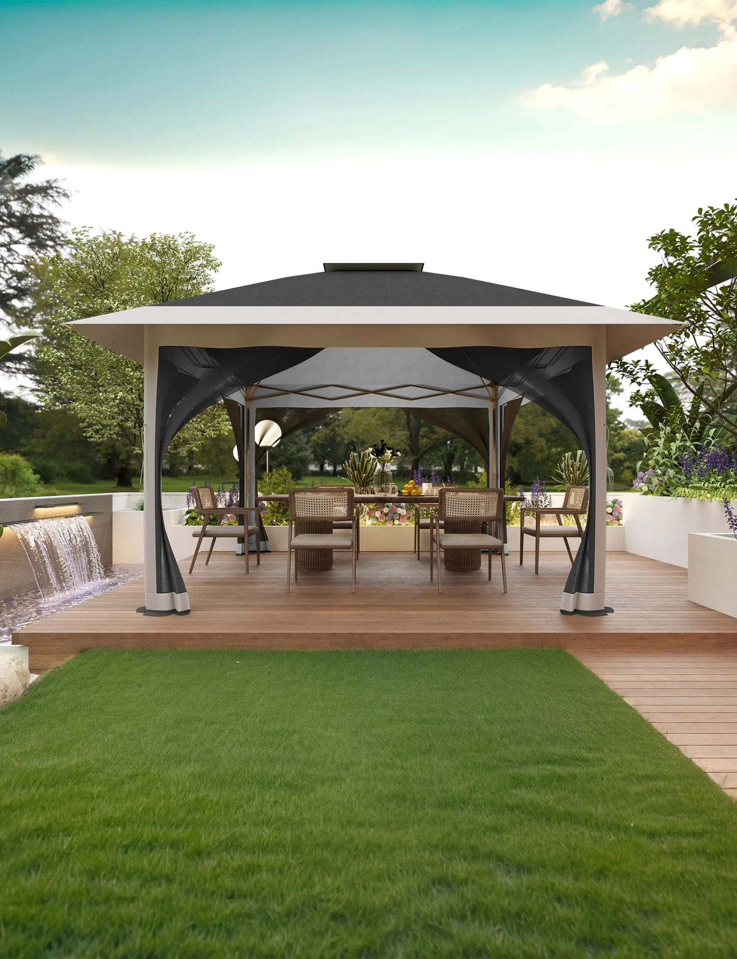 HiMISSCN Outdoor Gazebo Double Roof Patio Instant Shelter