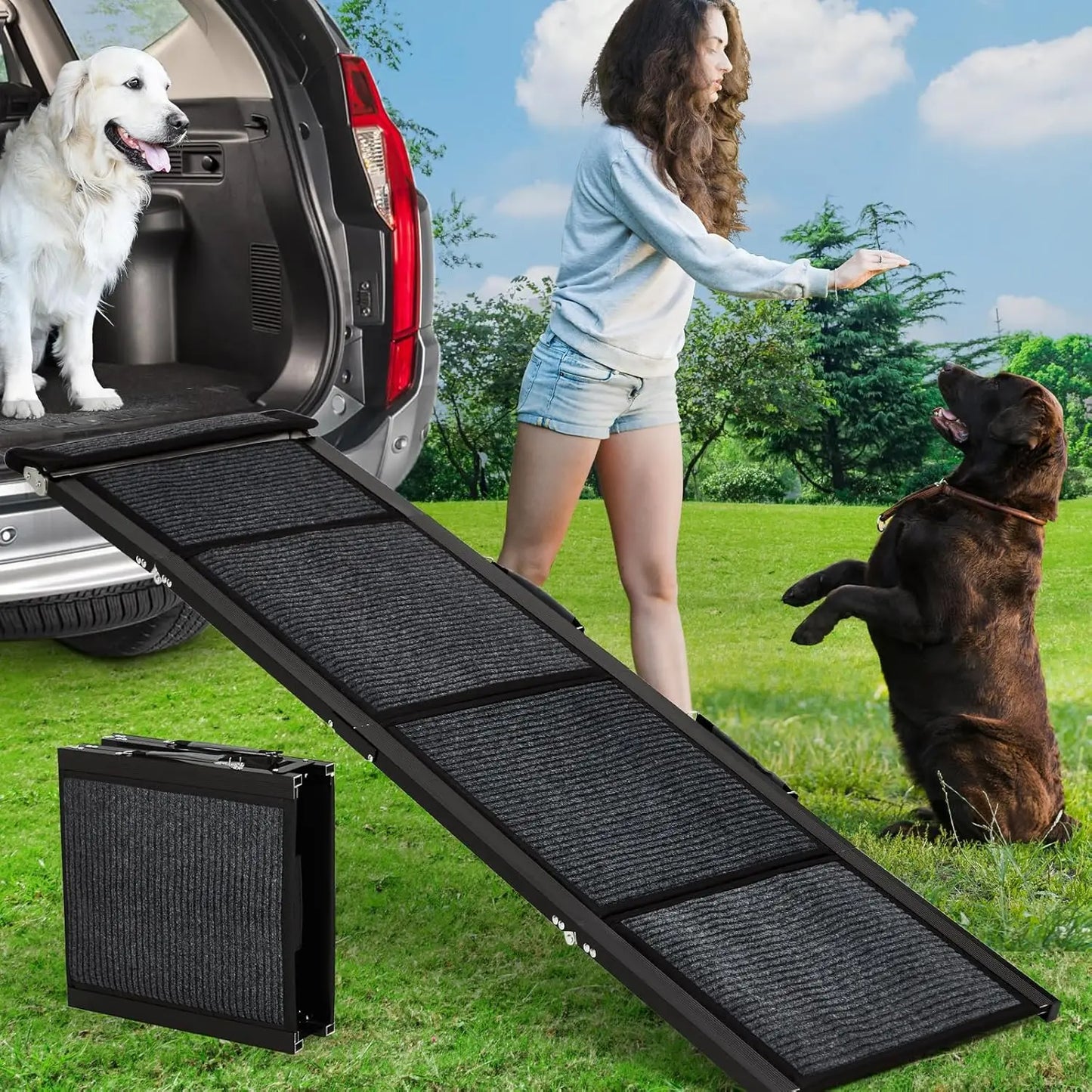 HiMISSDog Large Folding Dog Ramp For Car And SUV Vehicles