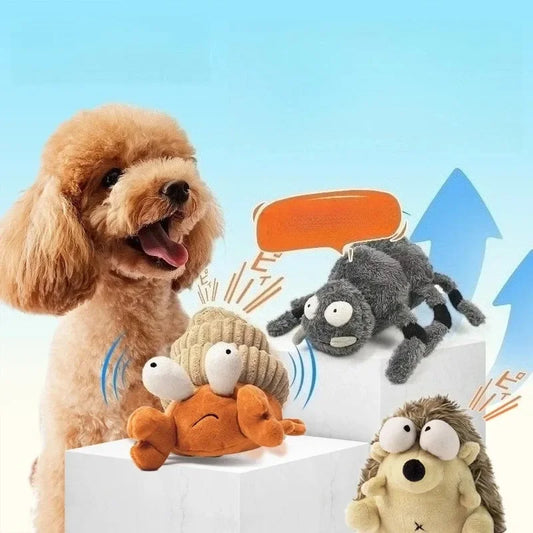 None Interactive Vibrating Crab Dog Toy With Squeaky Plush Ball