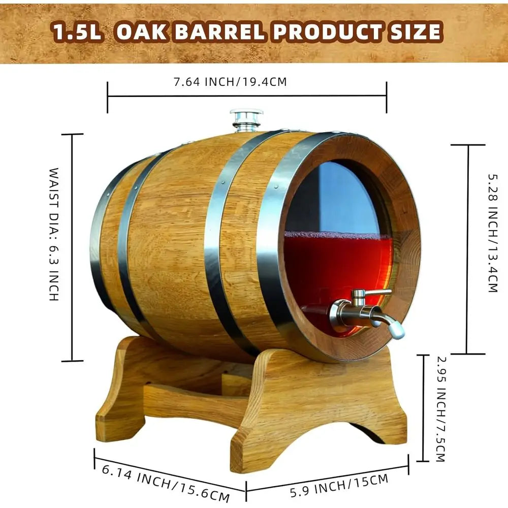 Oak Visualized Aging Barrel With Tempered Glass Window For Whiskey