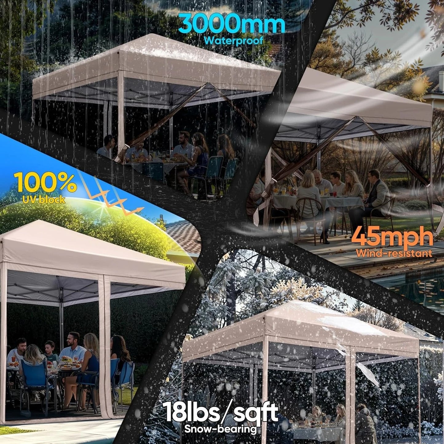 Portable Pop Up Screened Canopy Tent With Mosquito Netting Patio