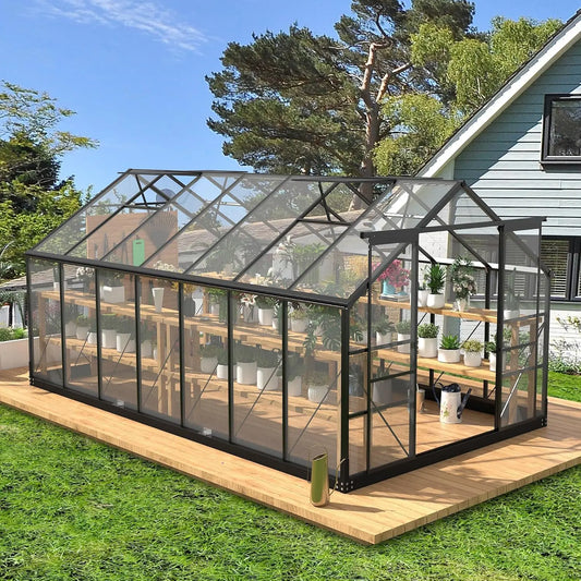 Polycarbonate Greenhouse With Aluminum Frame And Adjustable Roof Vent