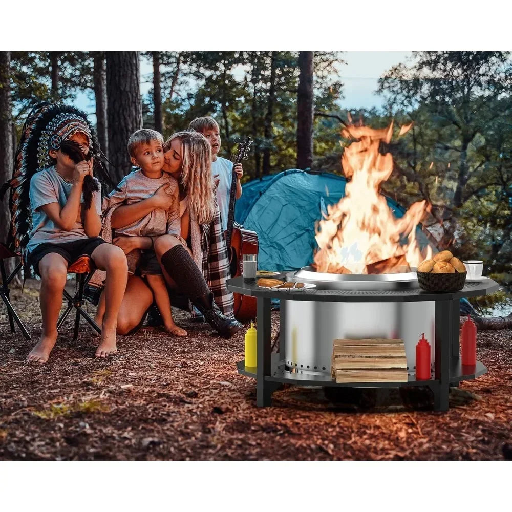 BQMAX Portable Outdoor Fire Pit Table For Wood Burning Pits