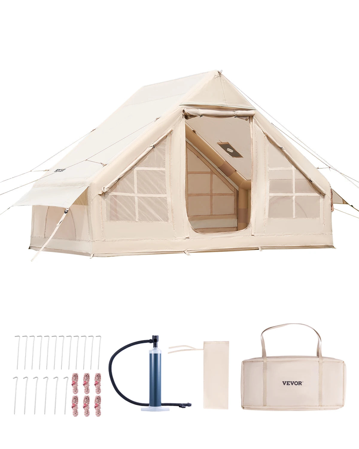 VEVOR Inflatable Camping Tent Easy Setup With Hand Pump And Stove Jack