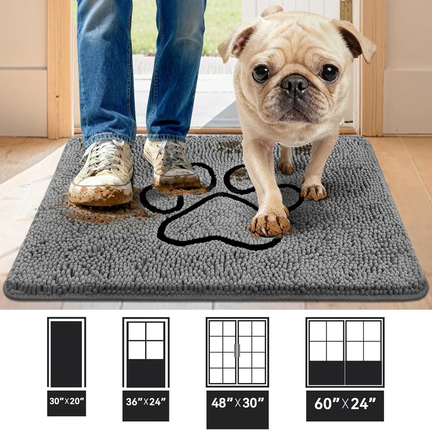 Super Absorbent Dog Door Mat Anti Slip Washable Rug