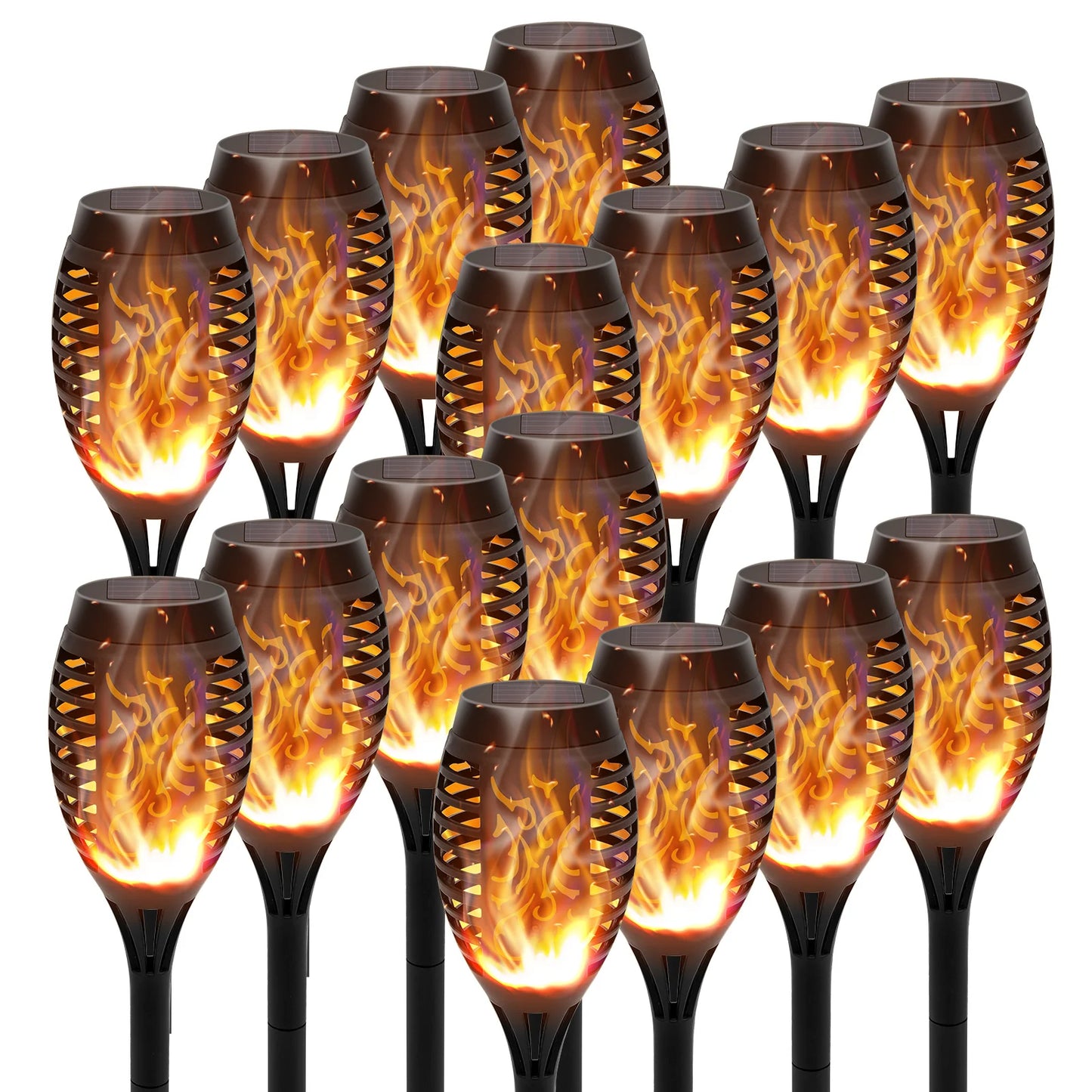 Solar Flame Torch Lights LED Flicker for Lawn Path