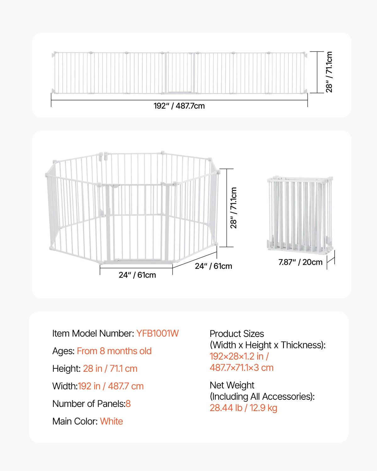 SucceBuy Baby Gate Pressure Mount Walk Through For Dogs