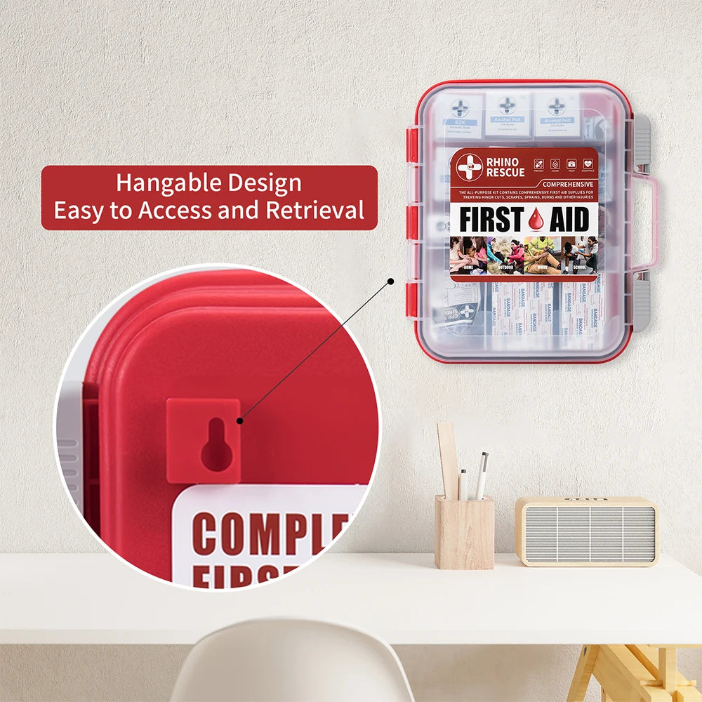 RHINO RESCUE 350 Pieces OSHA First Aid Kit Home Office