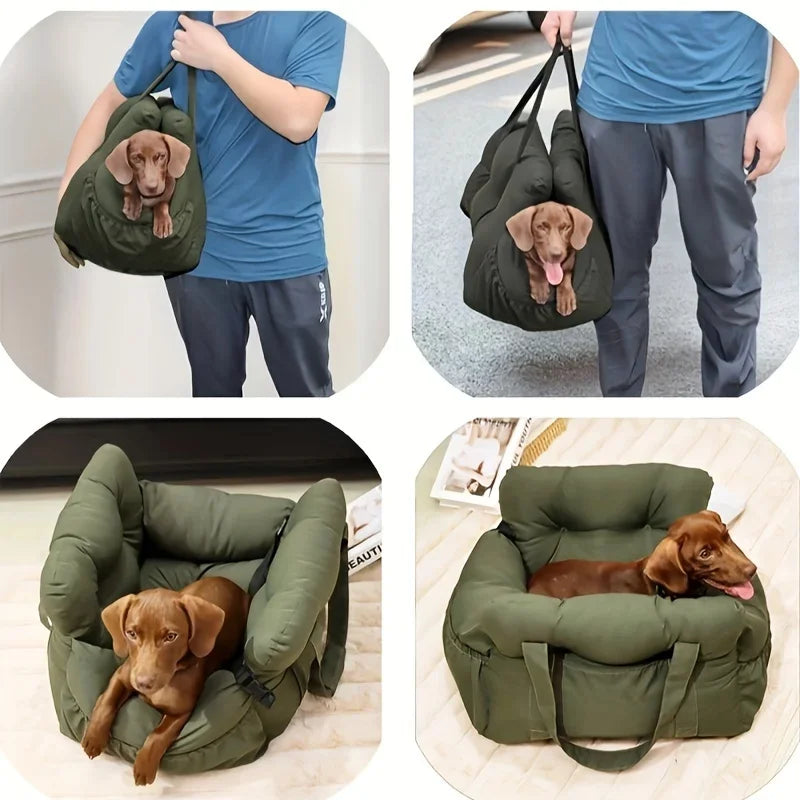 NONECN Dog Car Seat With Safety Belt Non-Slip Travel Carrier