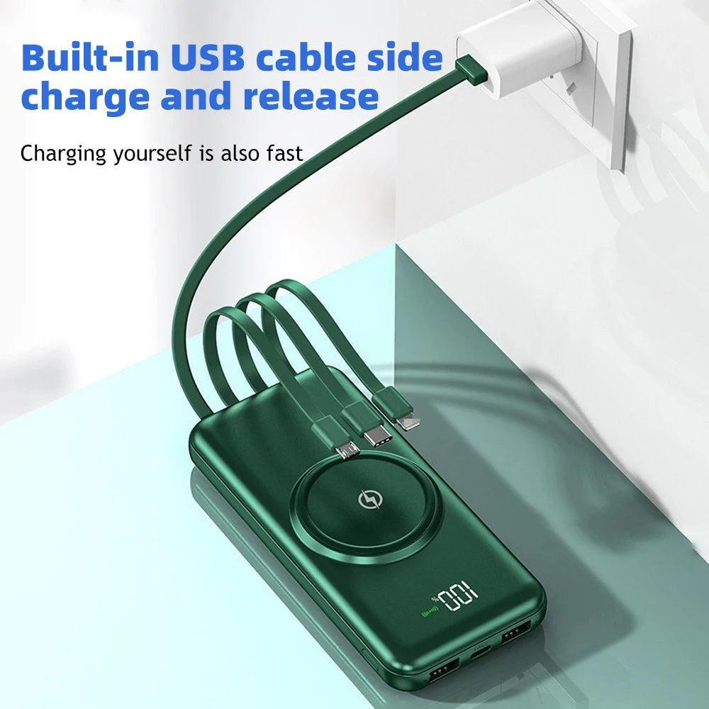 Marzony 20000mAh Wireless Power Bank Quad Fast Charging Built-in Cables