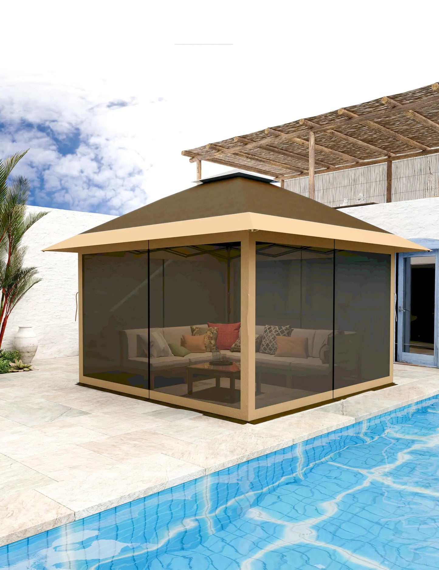 HiMISSCN Outdoor Gazebo Double Roof Patio Instant Shelter