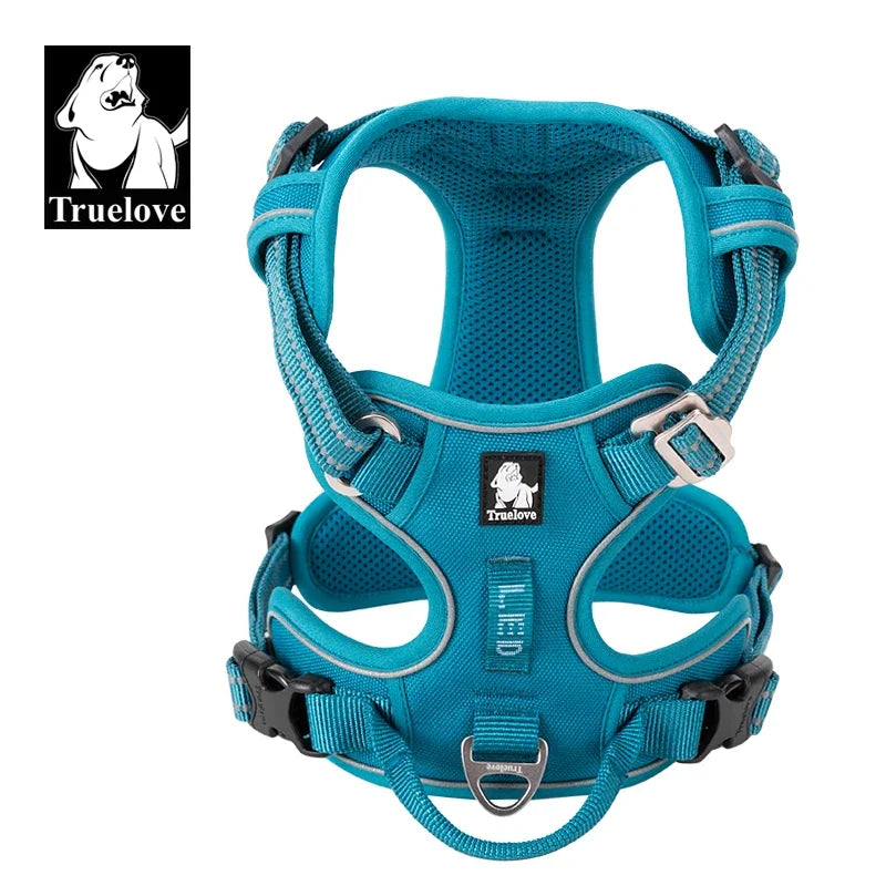 TRUELOVECN Reflective Nylon Dog Harness No Pull Adjustable