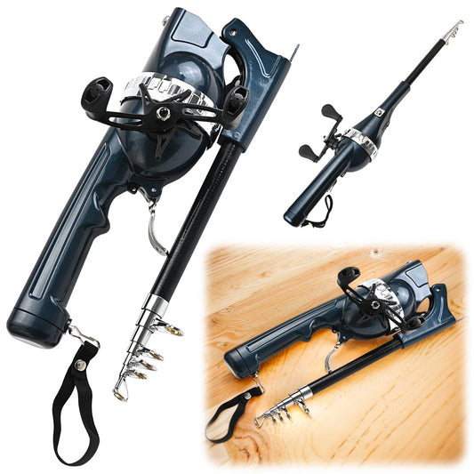 Alloet Portable Folding Telescopic Carbon Fiber Fishing Rod With Reel