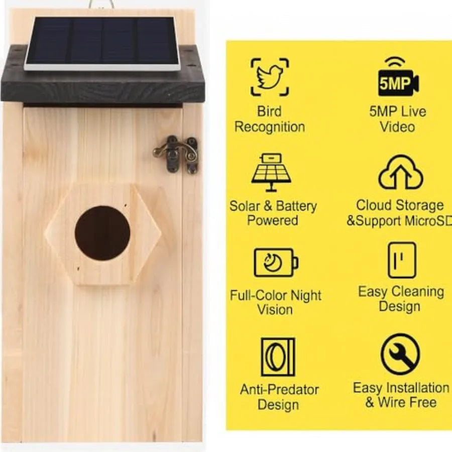 Smart Bird House With Camera Solar Powered AI Bird Feeder