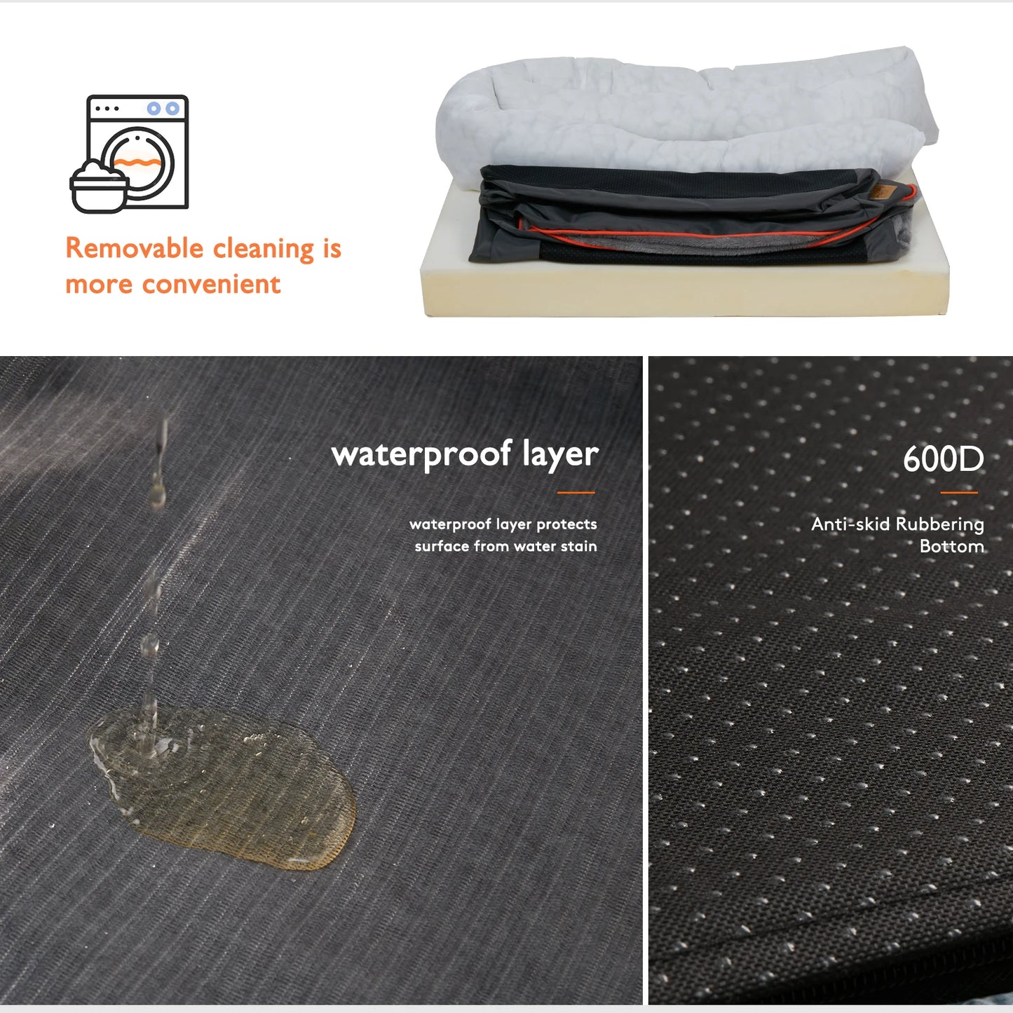BINGOPAW Dog Bed Anti Allergy Fleece With Removable Washable Cover