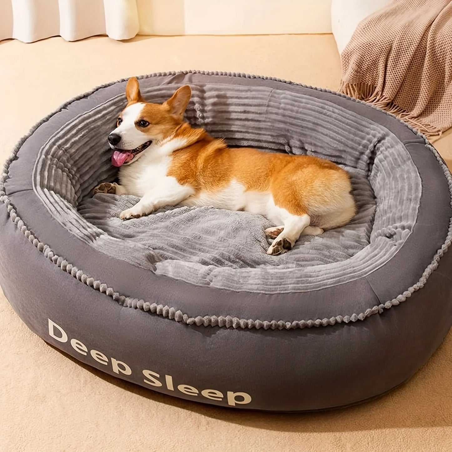 NONECN Pet Bed Donut Round Cushion For Dogs And Cats Soft Washable