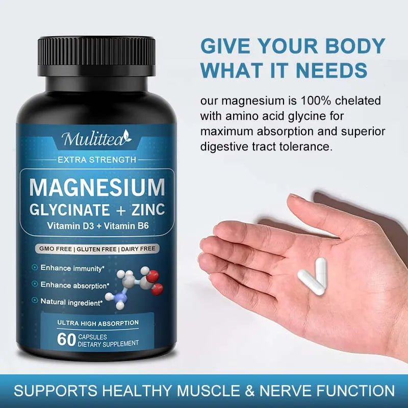 Mulittea Glycine Magnesium Zinc Vitamin D3 B6 Capsule