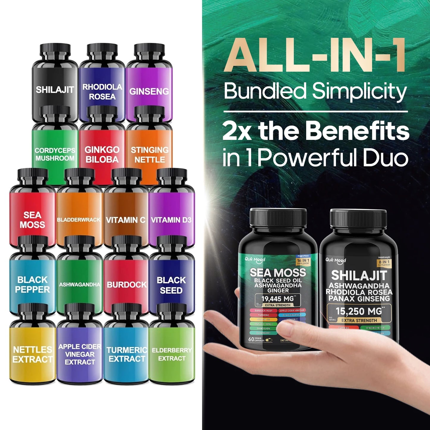 Quit Mood Sea Moss Shilajit Bundle High Potency Vitality Combo