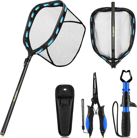 Telescoping Carbon Fiber Fishing Net With Floating Handle For Kayak