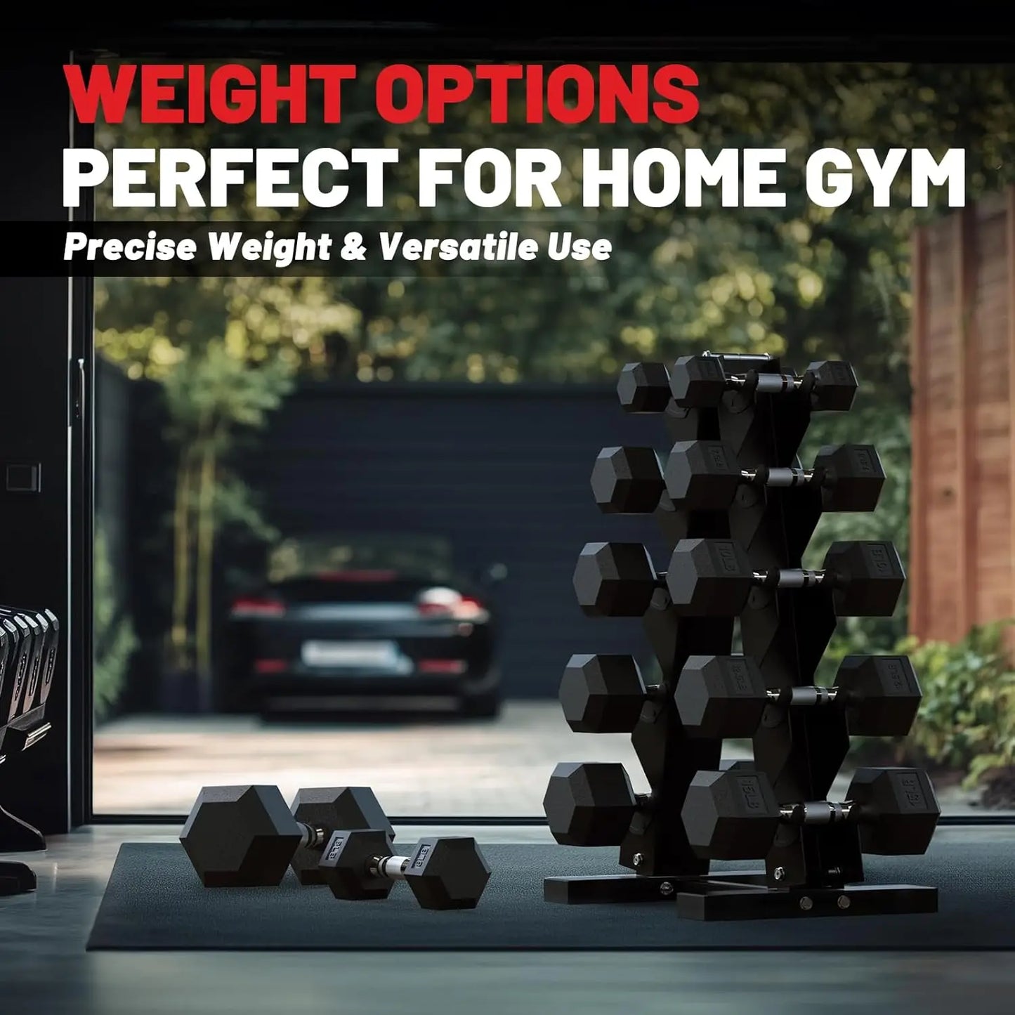 Hex Dumbbell Sets With Rack 60-550 Lb Rubber Coated Set