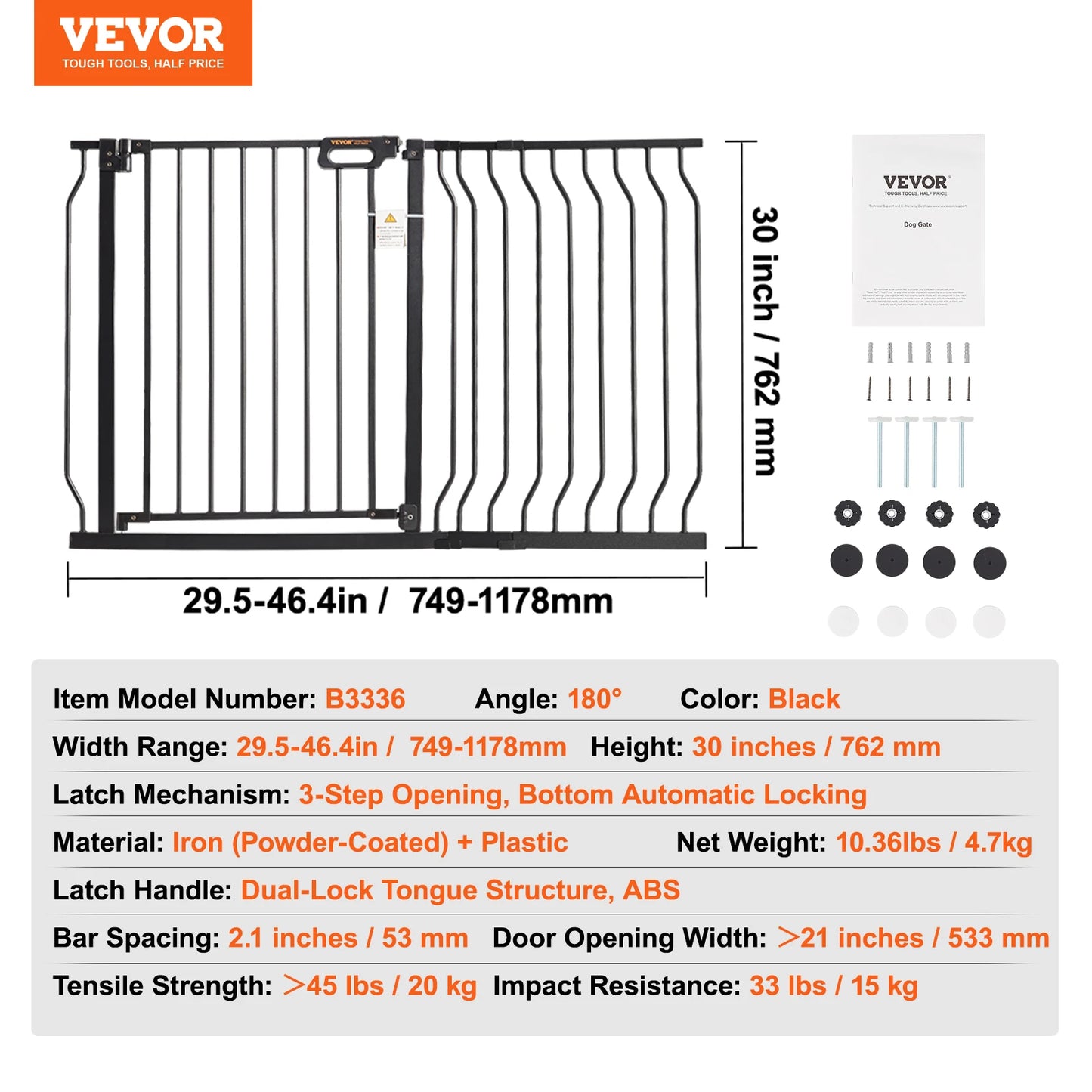 SucceBuy Baby Gate Pressure Mount Walk Through For Dogs