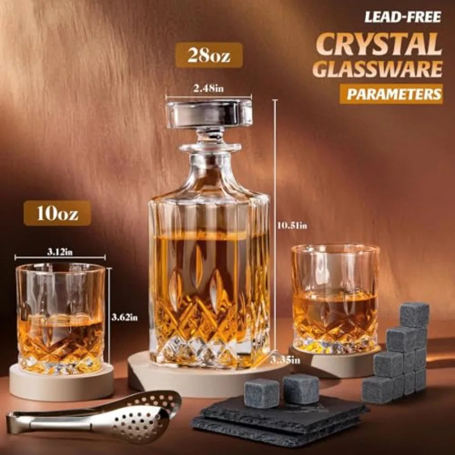 Crystal Whiskey Decanter Set With Glasses And Bar Accessories