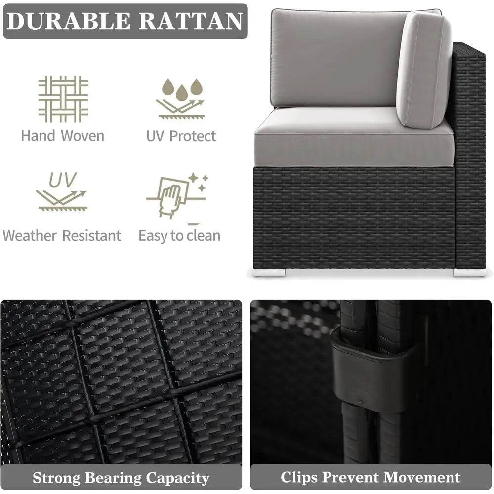 Outdoor Fire Pit Set With Rattan Wicker Sofa And Table