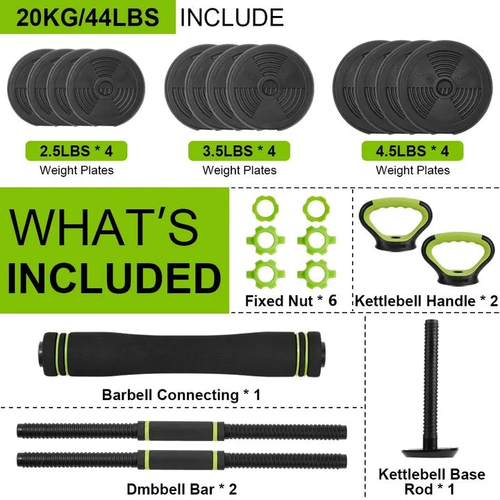 TWISTER.CK Adjustable Dumbbell Set 4 In 1 Home Gym Equipment