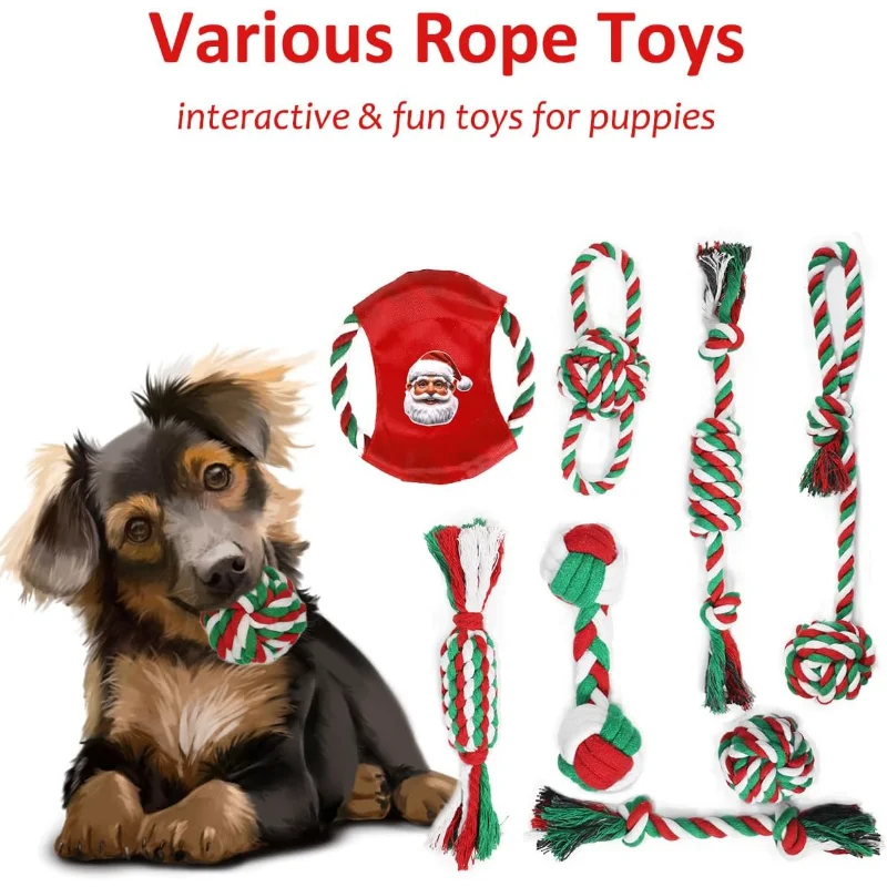 Christmas Dog Toys 15 Pack Rubber Rope Chew Toys Puppies