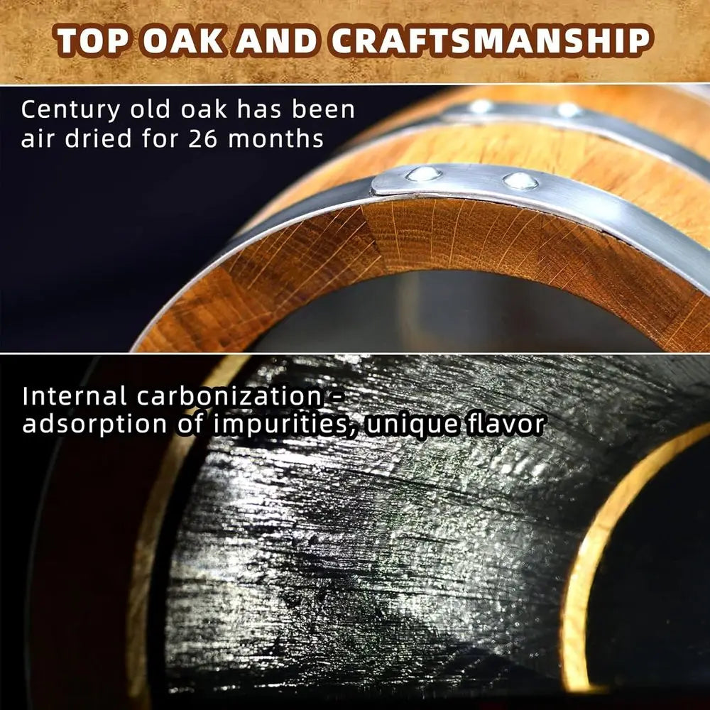 Oak Visualized Aging Barrel With Tempered Glass Window For Whiskey