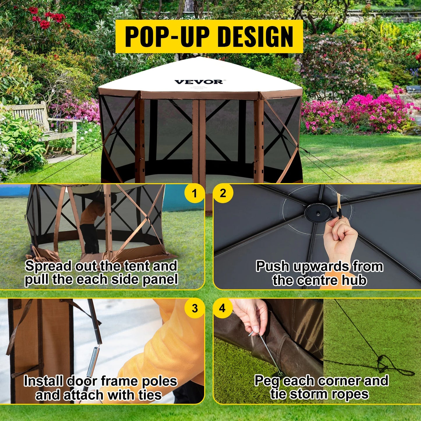 SucceBuy Pop Up Camping Gazebo Canopy Shelter For Outdoor Events