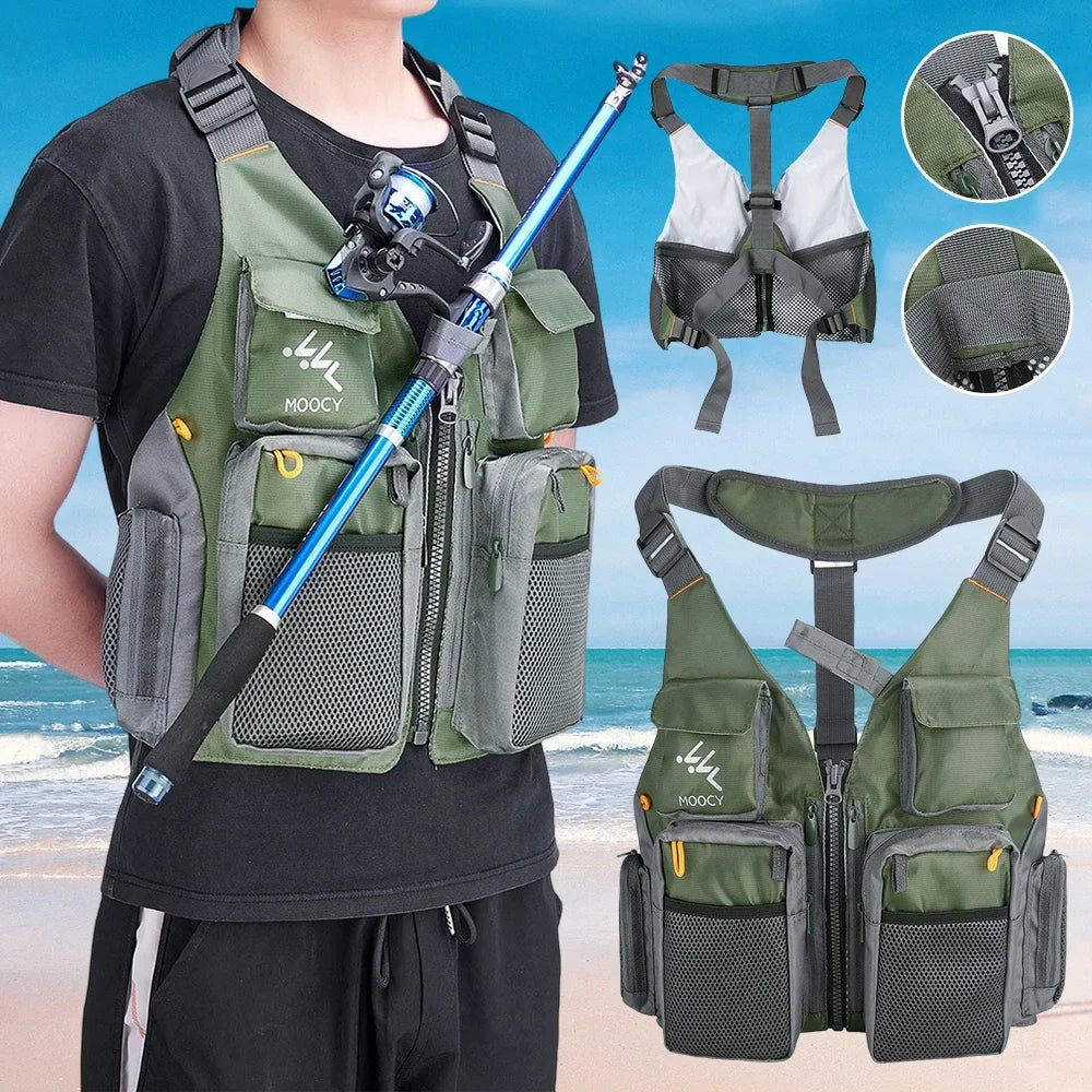 JOCESTYLECN Breathable Mesh Fishing Vest With Zipper Pockets