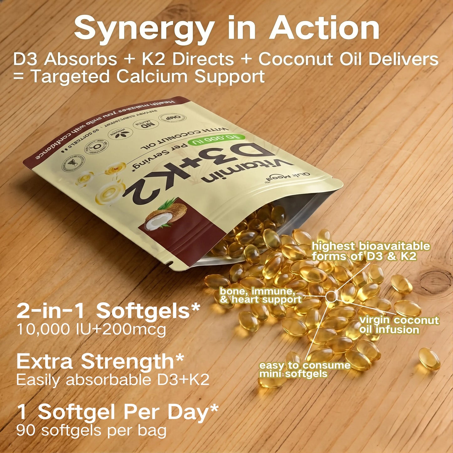 Quit Mood Vitamin D3K2 Soft Capsules For Calcium Support