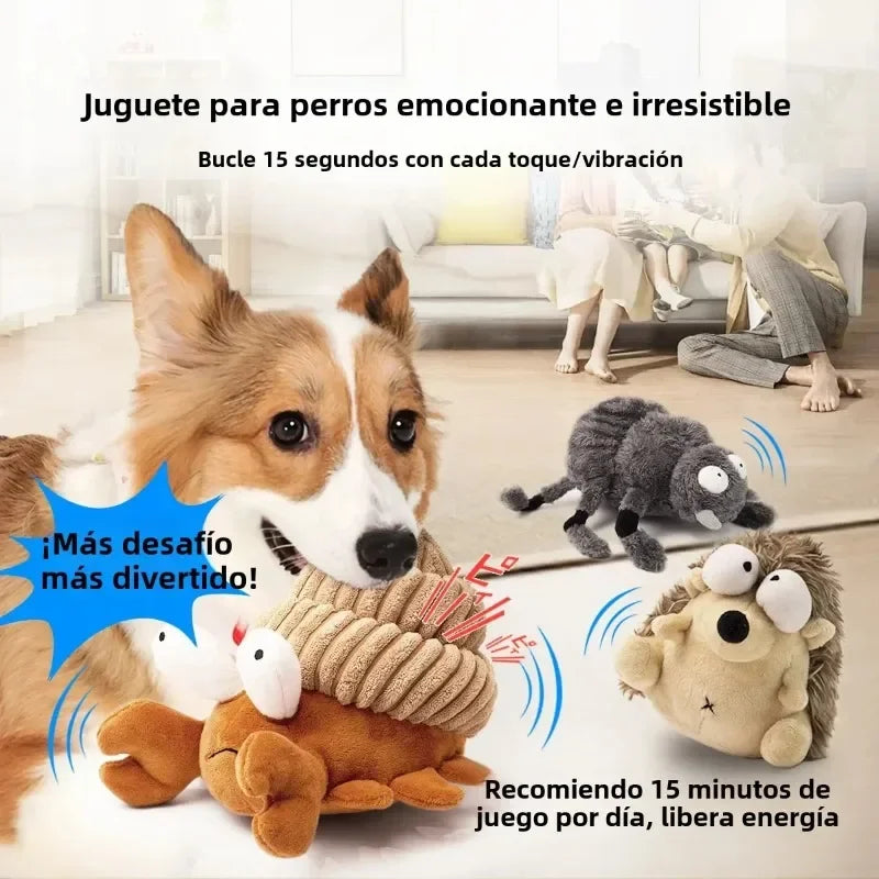 None Interactive Vibrating Crab Dog Toy With Squeaky Plush Ball