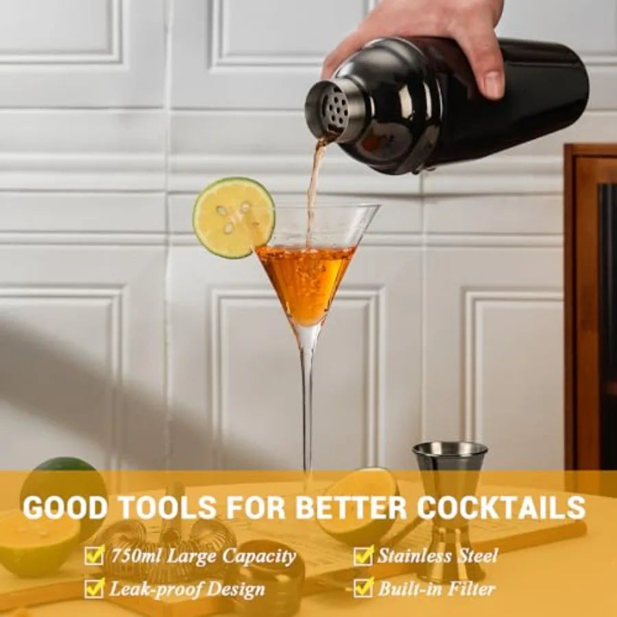 Bartender Kit Stainless Steel Cocktail Shaker Set With Bar Accessories