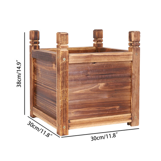 Pine Wood Raised Flower Bed Planter Box for Indoor Outdoor