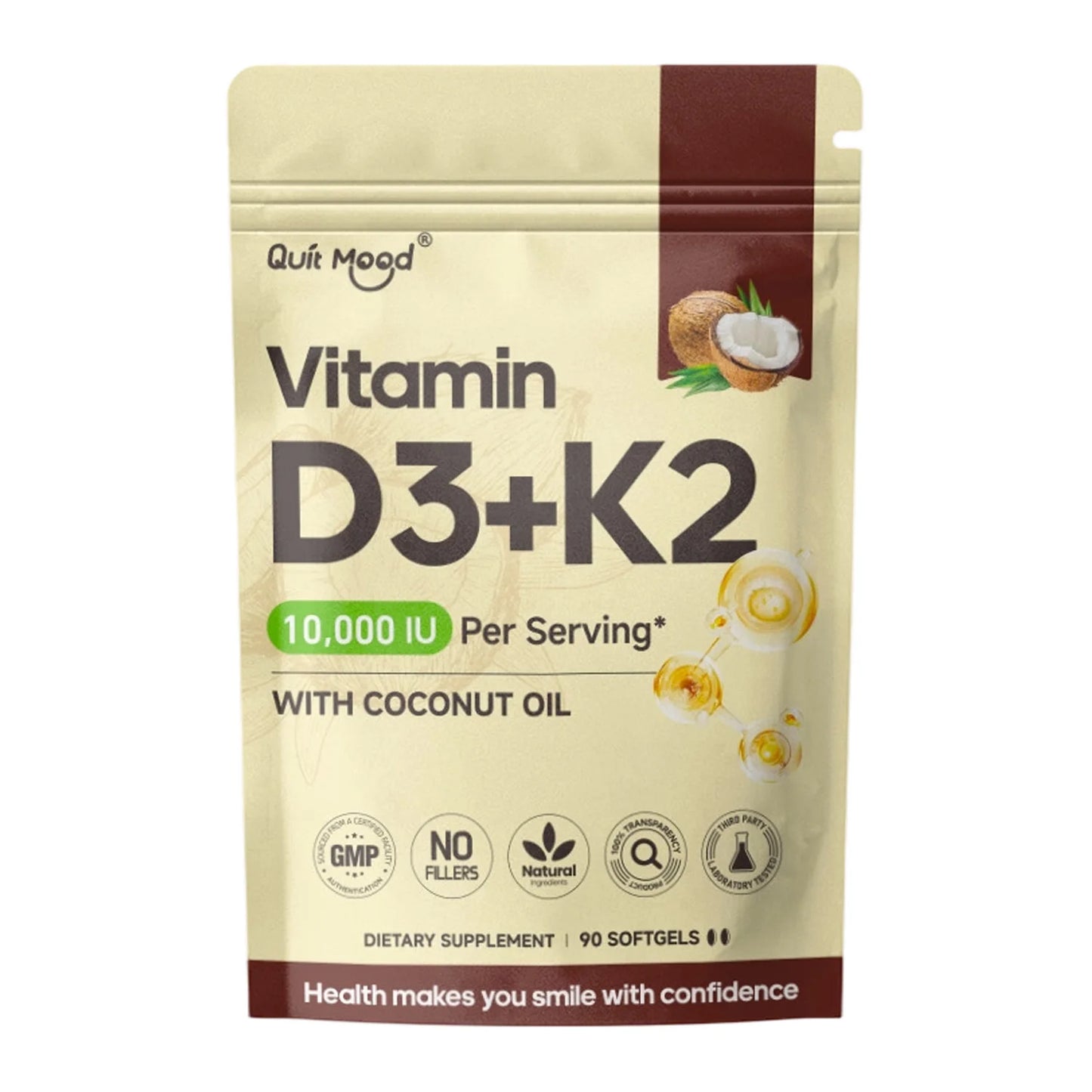 Quit Mood Vitamin D3K2 Soft Capsules For Calcium Support