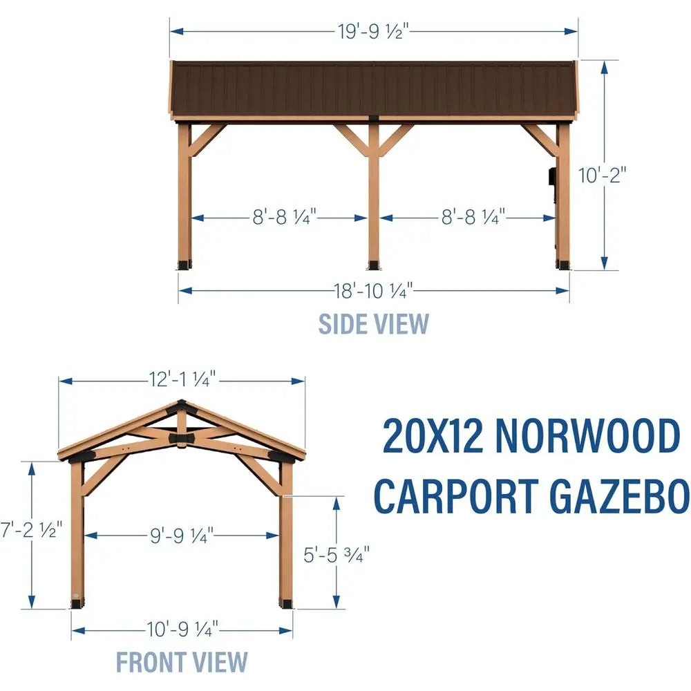 Norwood Cedar Wood Carport Pavilion With Steel Roof