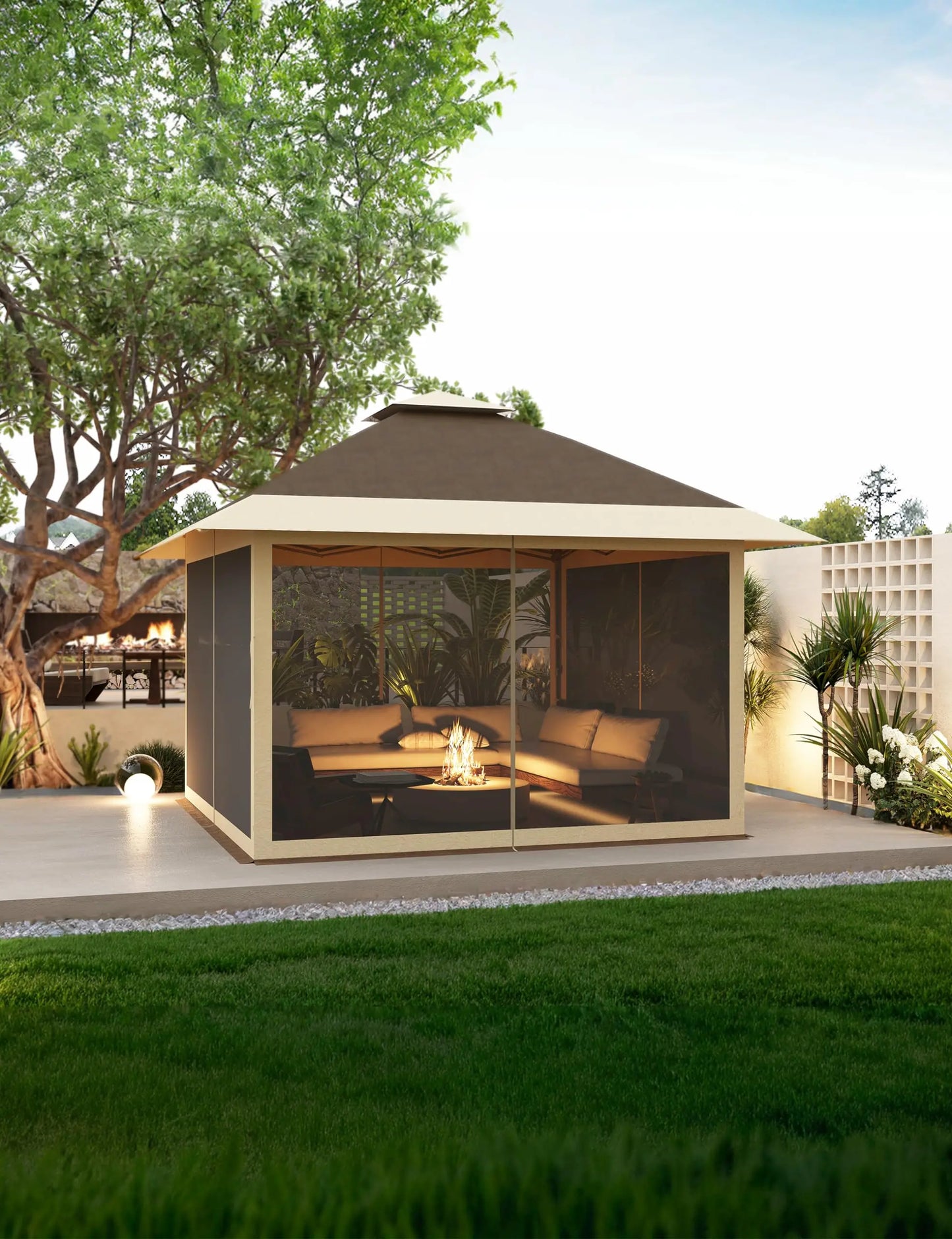 HiMISSCN Outdoor Gazebo Double Roof Patio Instant Shelter