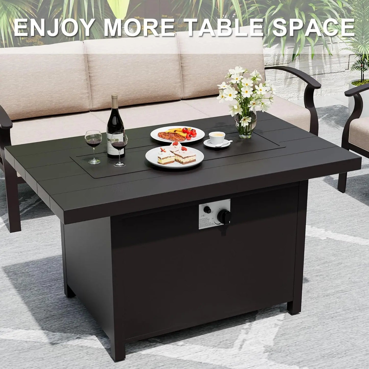 Aluminum Patio Furniture Set With Fire Pit Table And Chairs