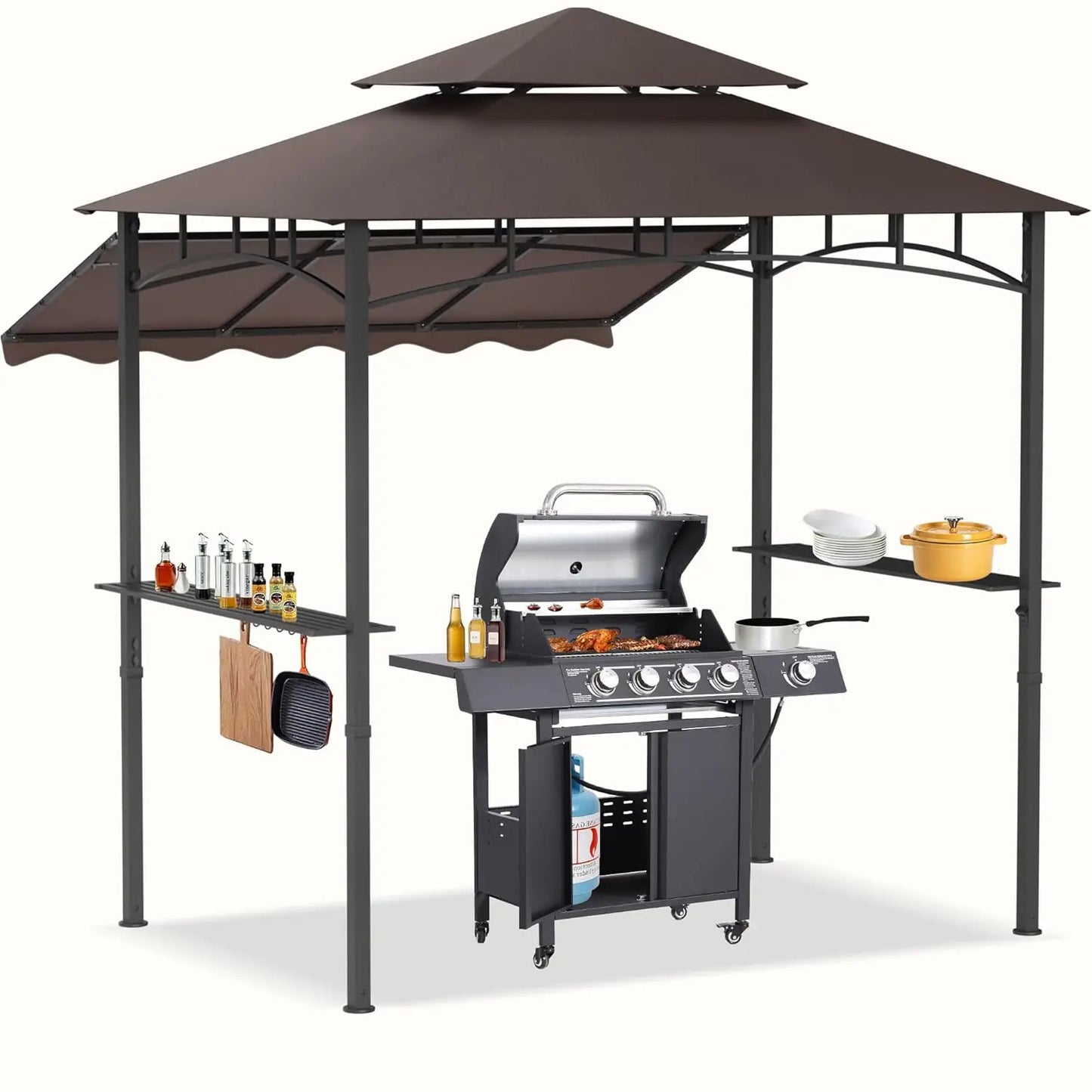 BBQ Grill Gazebo Outdoor Patio Canopy Tent With Shelves