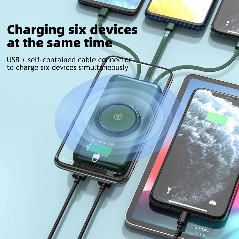 Marzony 20000mAh Wireless Power Bank Quad Fast Charging Built-in Cables