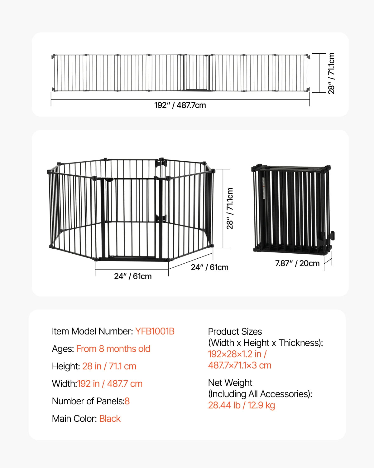 SucceBuy Baby Gate Pressure Mount Walk Through For Dogs