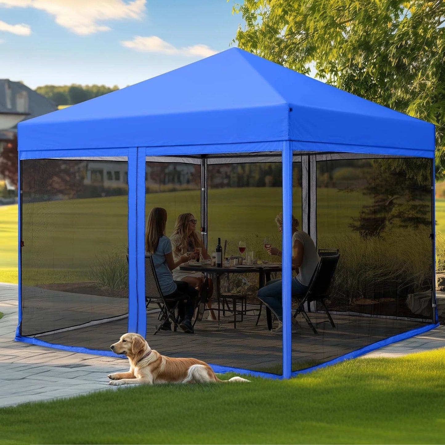 Portable Pop Up Screened Canopy Tent With Mosquito Netting Patio