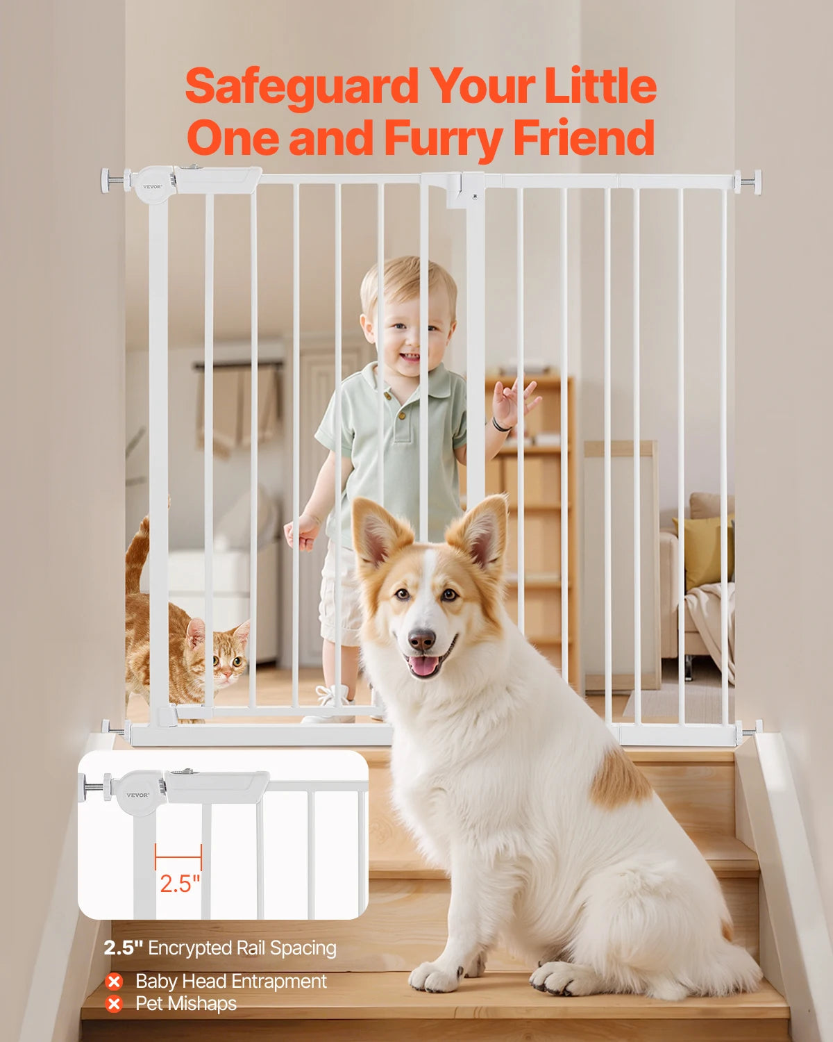 SucceBuy Baby Gate Pressure Mount Walk Through For Dogs