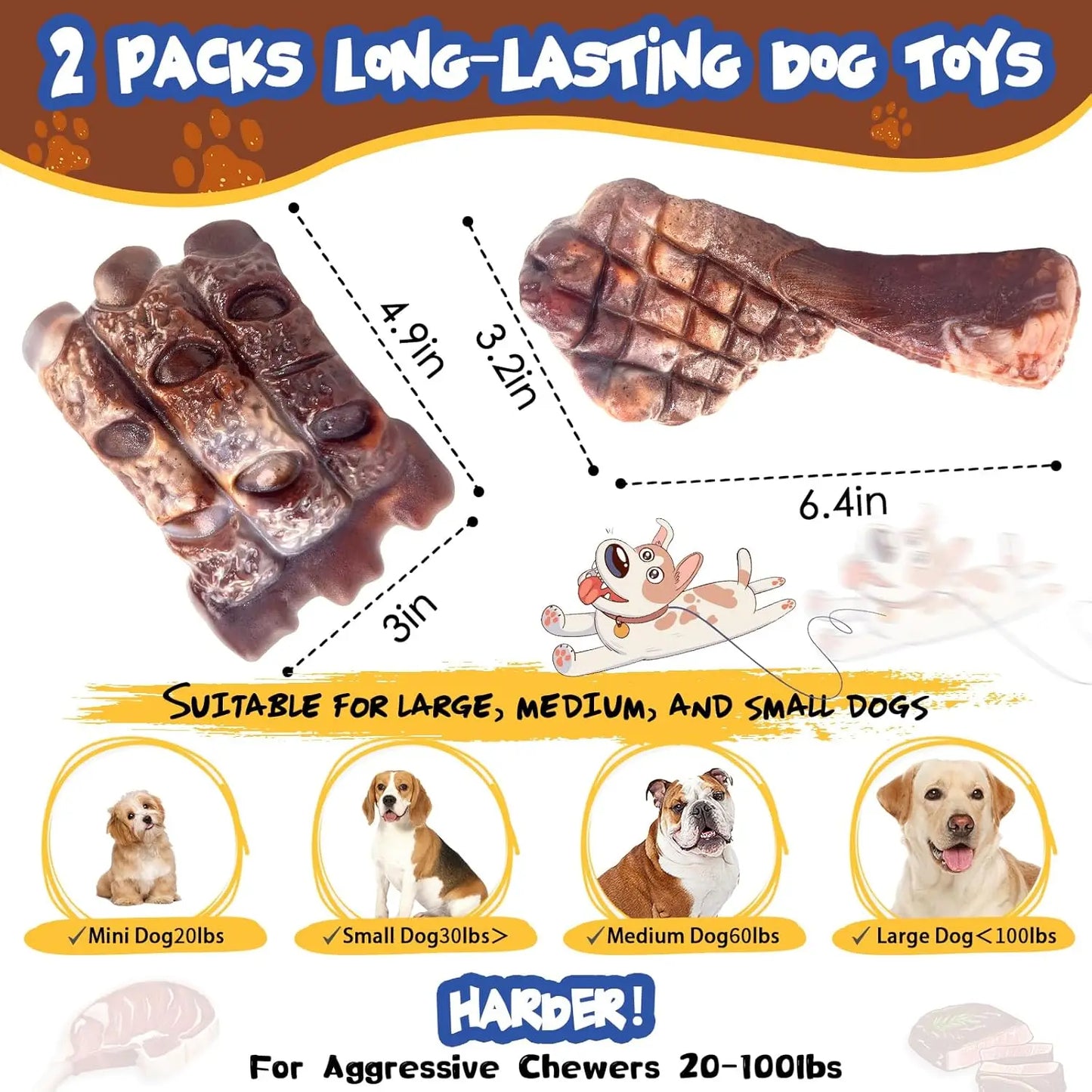 Indestructible Dog Chew Toys For Aggressive Chewers 2 Pack