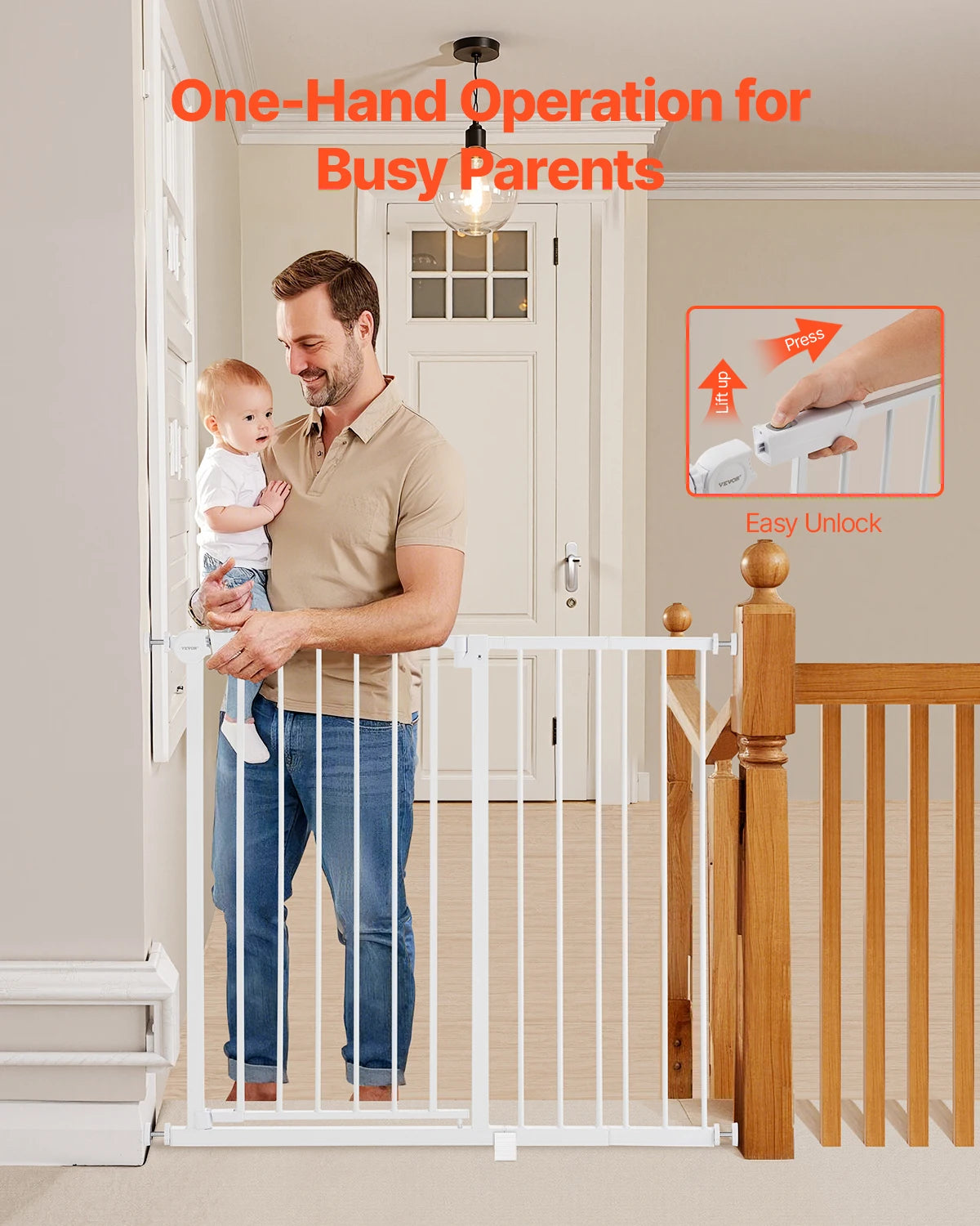 SucceBuy Baby Gate Pressure Mount Walk Through For Dogs