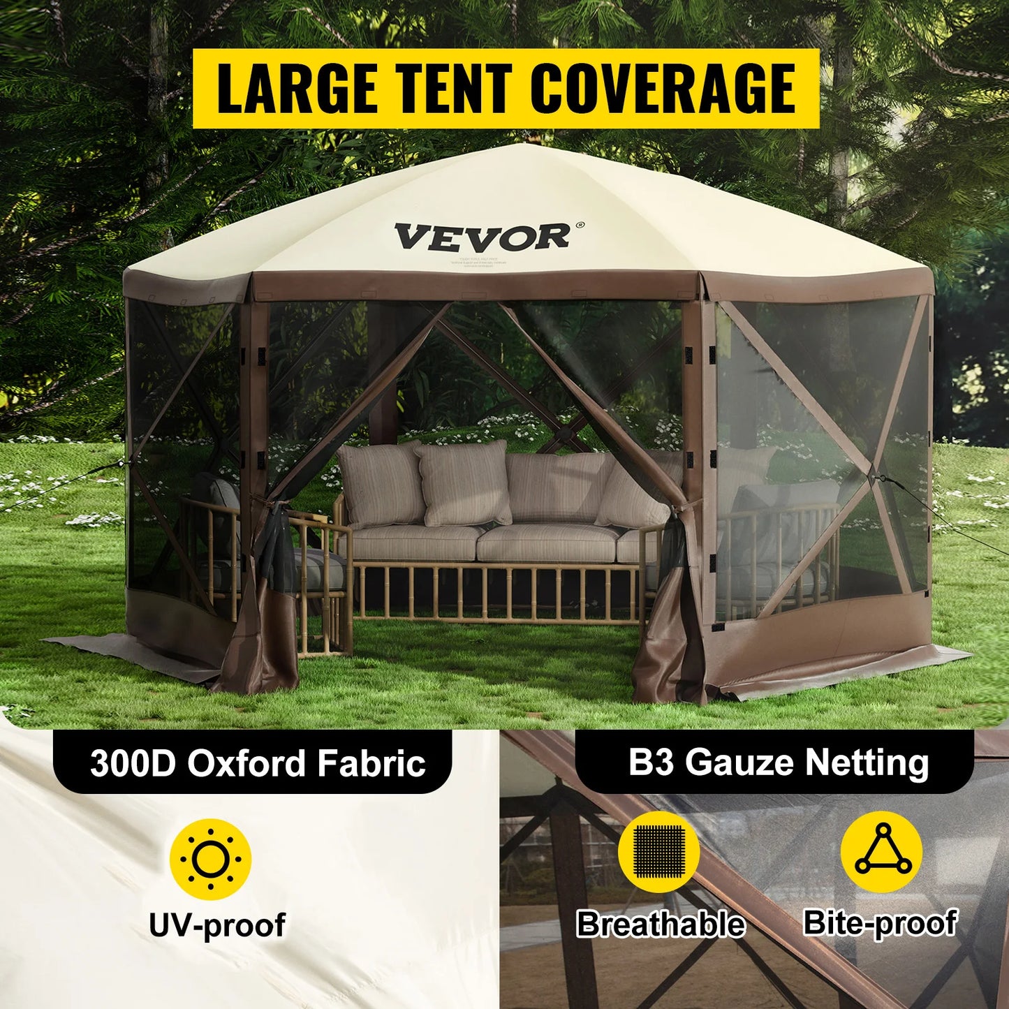 SucceBuy Pop Up Camping Gazebo Canopy Shelter For Outdoor Events