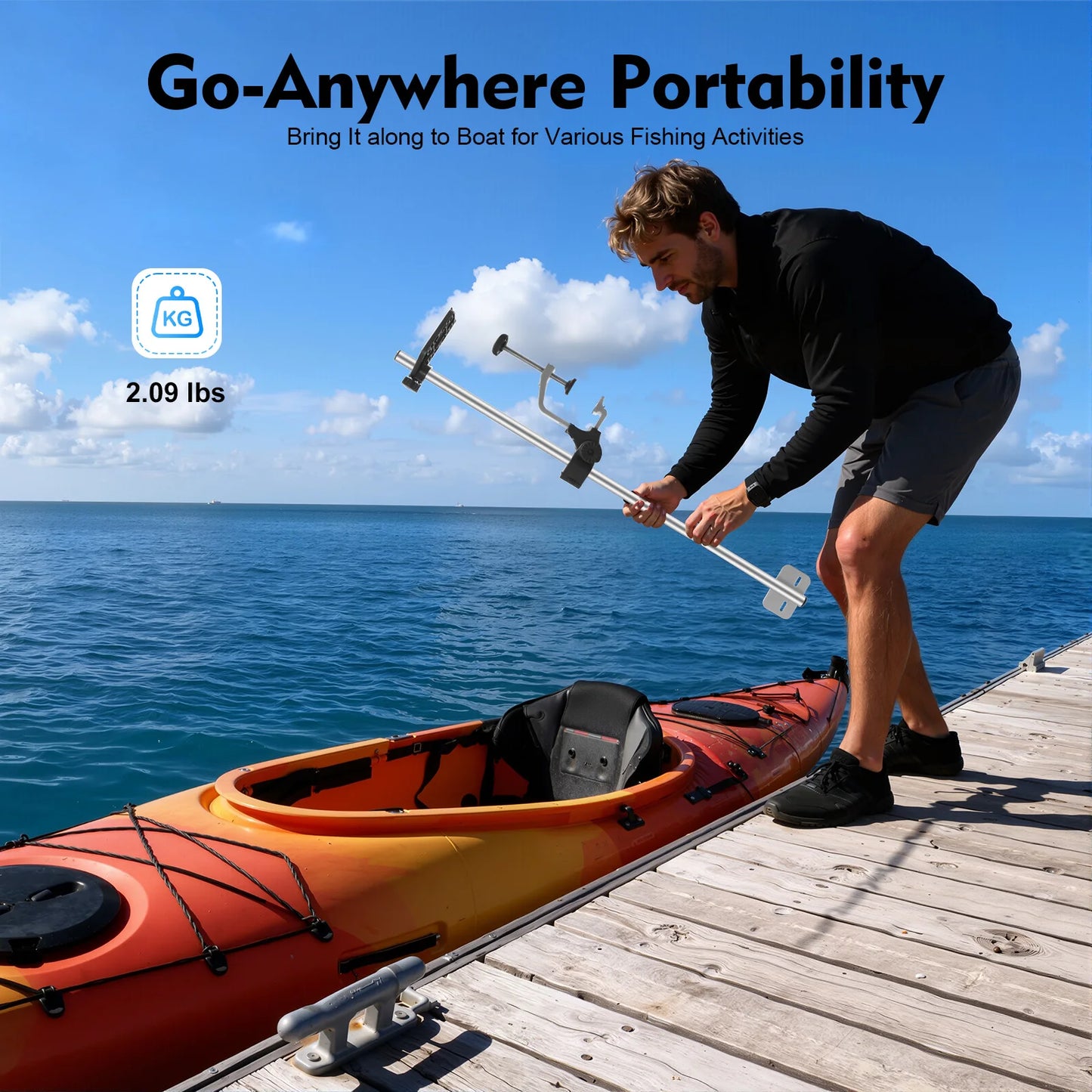 Universal 360 Degree Rotating Transducer Pole Mount For Boat Kayak
