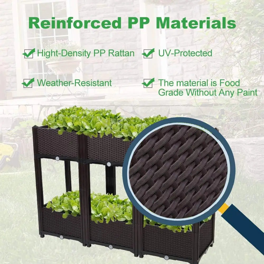 Self-Watering Raised Garden Bed Planter for Vegetables, Fruits, Flowers